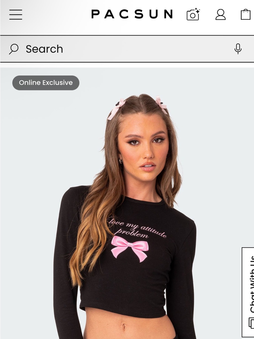 Edikted Black Long-Sleeve Top with Pink Script